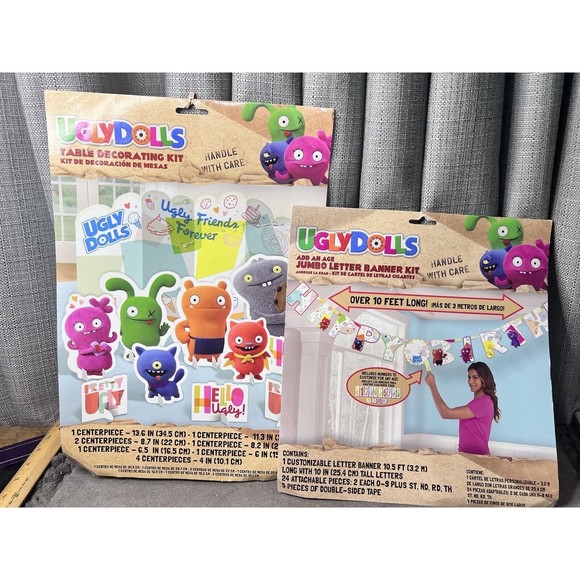 UGLY DOLLS Happy Birthday Banner Kit Table Decor Party Supplies NEW Lot of 2 - Picture 1 of 9